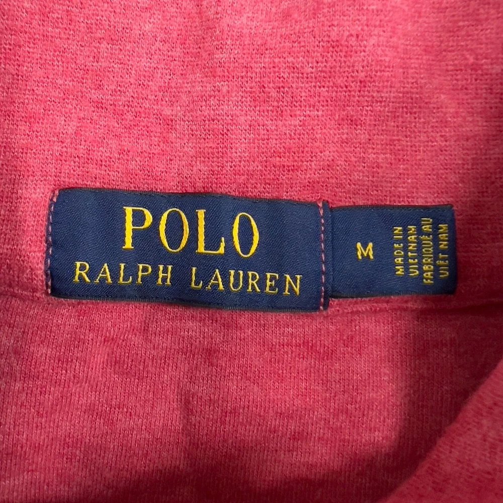 Polo Ralph Lauren Sweatshirt Mens M Salmon Pink 1/4 Zip Up Preppy Pony Pullover